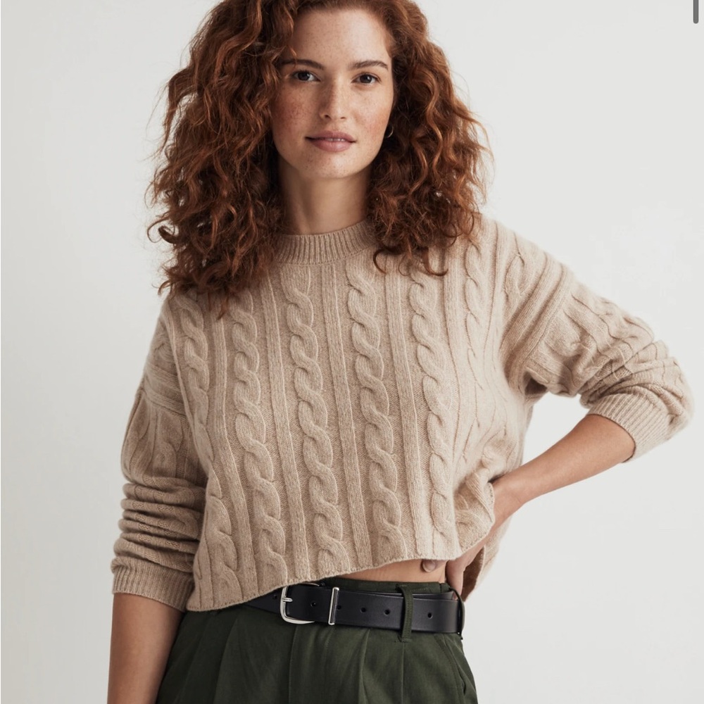 (Re)sourced Cashmere Cable-Knit Crop Sweater size XS